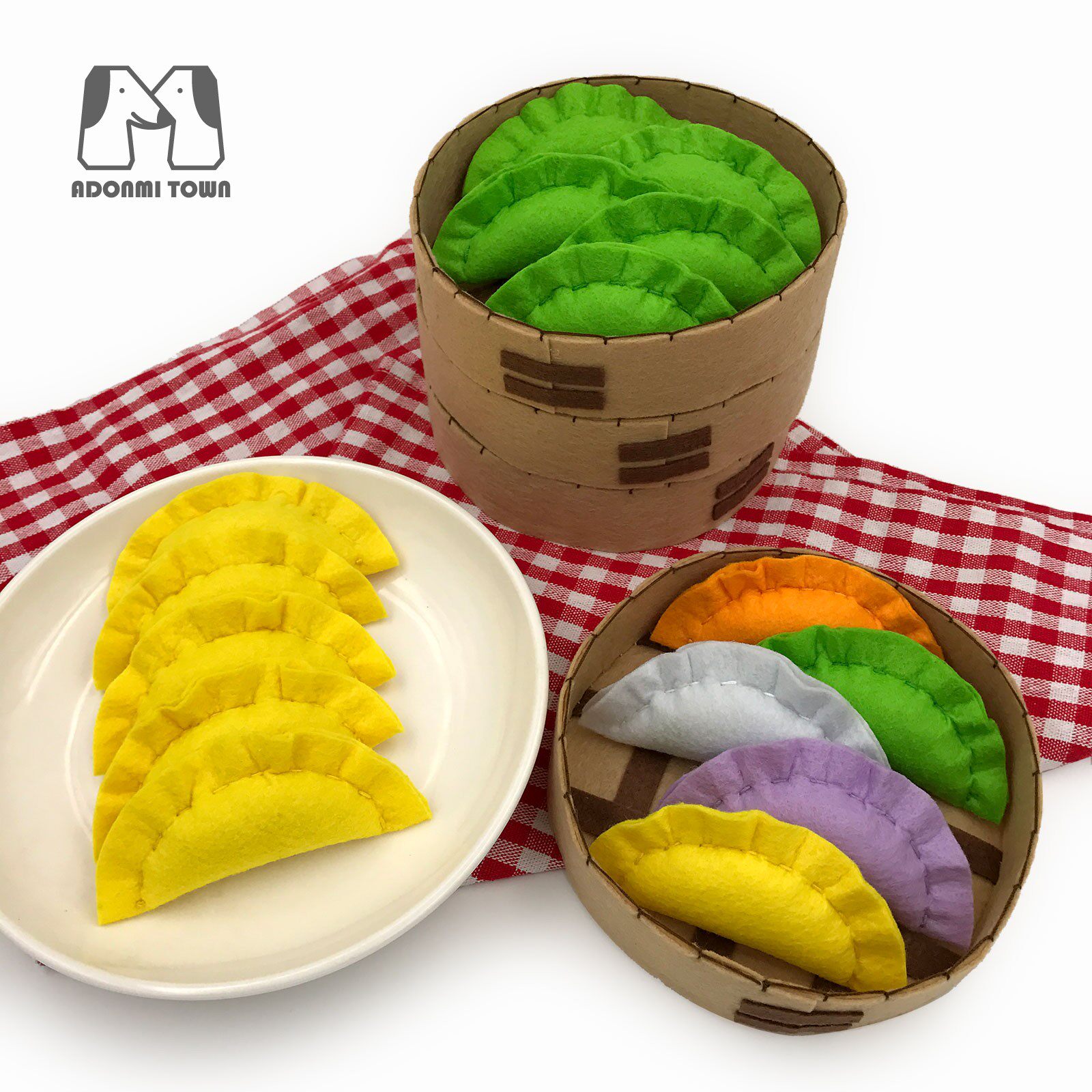 Unwoven colored water dumplings finished spot refreshment pasta Steamed Cage Food Model Young dressed as Home Wine Emulation Food