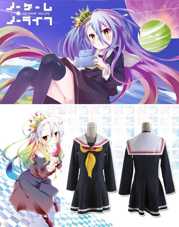 Trò chơi Cuộc sống KHÔNG TRÒ CHƠI KHÔNG SỐNG Quần áo trắng Thủy thủ Phù hợp với Full Anime Cosplay Nữ - Cosplay đồ cosplay gợi cảm