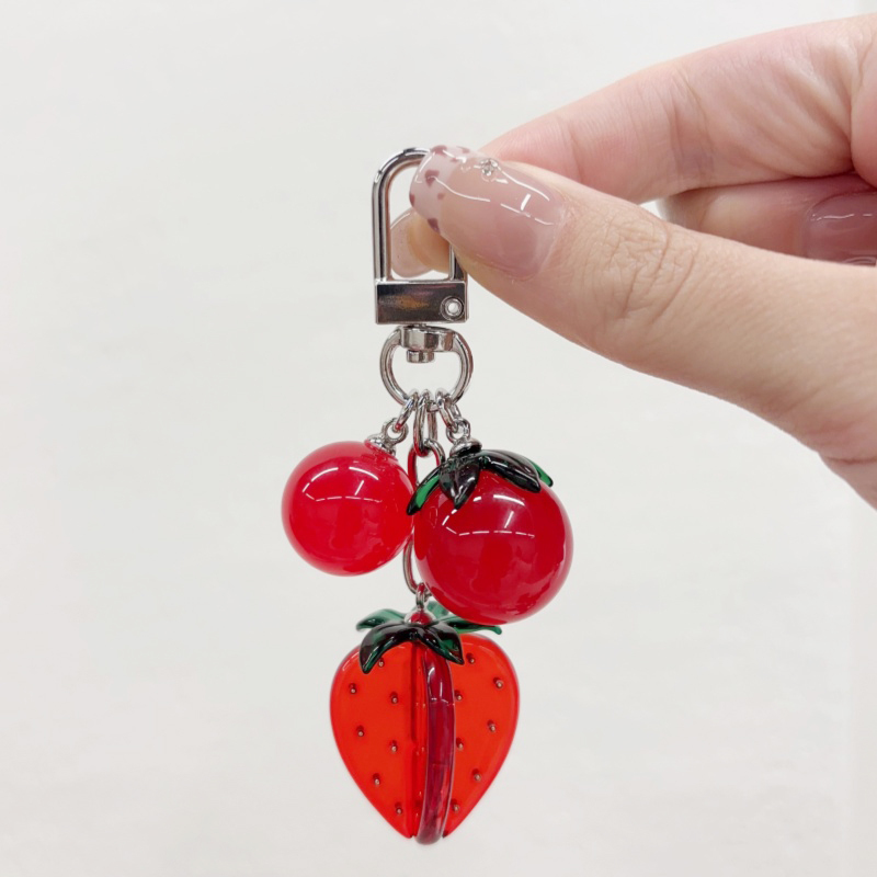 Korean Imported Aznavour Genuine Avocado Macaron Pizza Lips Strawberry Pendant Keychain