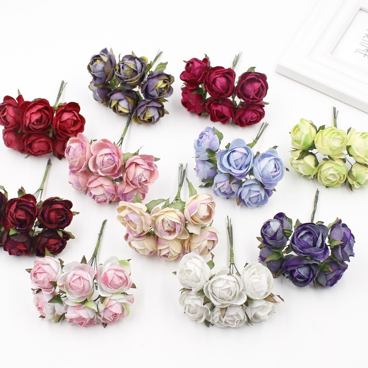 DIY head decoration handmade simulation flowers ring material retro small tea plum bouquet of 6 teas flower bud