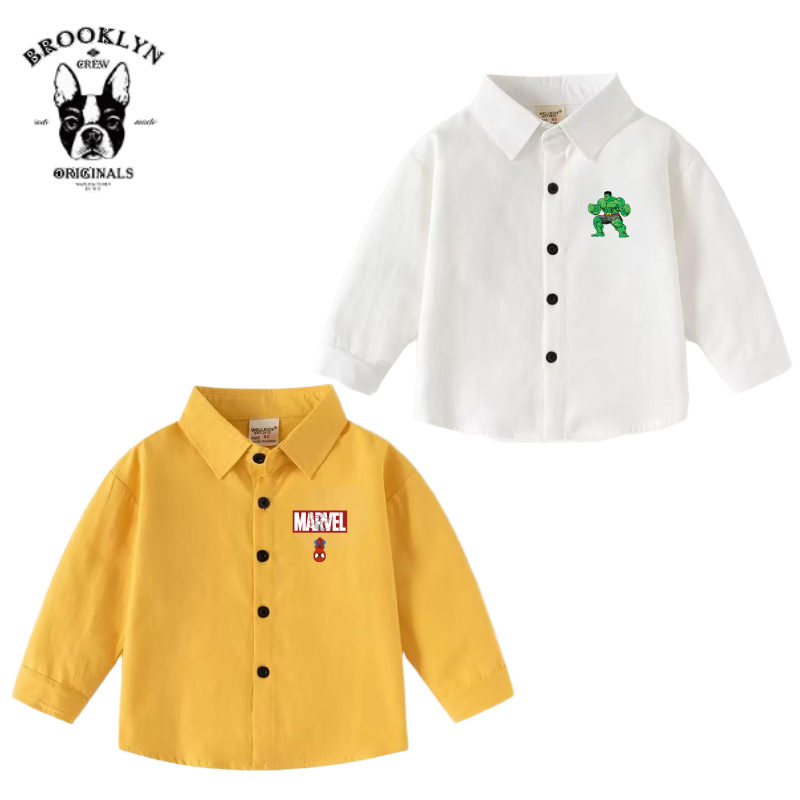 Marvel Spider-Man Boys and Girls Polo Shirt 2025 Spring and Autumn New Pure Cotton Base Shirt Children's Long-Sleeve Trendy Top