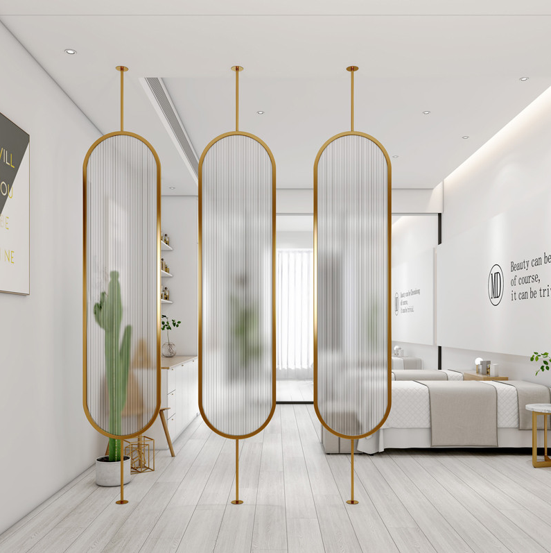 Light extravagant minimalist with long iridescent tempered glass partition office hotel dining room net red frosted extremely narrow border screen wall