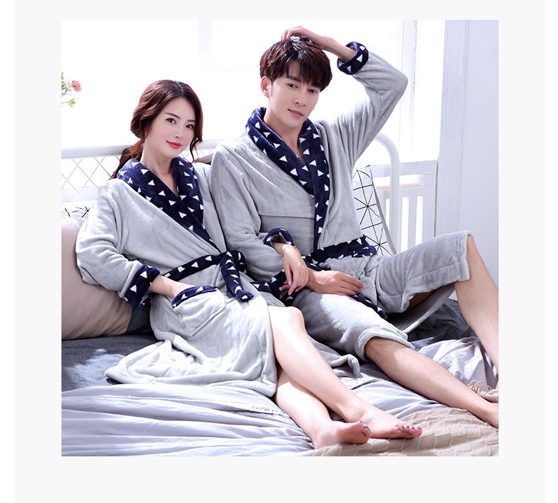 Áo choàng tắm dày flannel nữ áo ngủ dài kích thước lớn váy ngủ san hô lông cừu đồ ngủ nam và nữ vay ngu