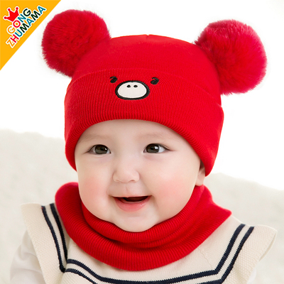 公主妈妈 加厚保暖儿童毛线帽