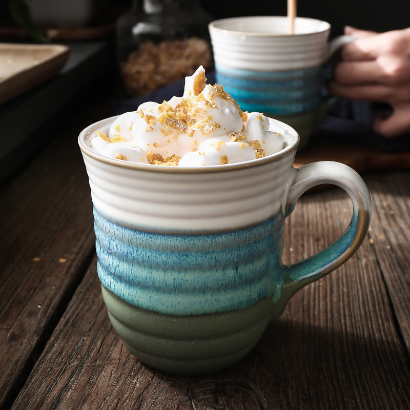 Coffee mug mug teacup cute ceramic kiln for men and women turn into water cup breakfast milk cup office tea cup