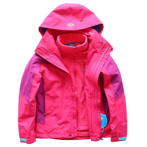 Детская съемная куртка, флисовый водонепроницаемый дорожный комплект, «три в одном», подходит для подростков