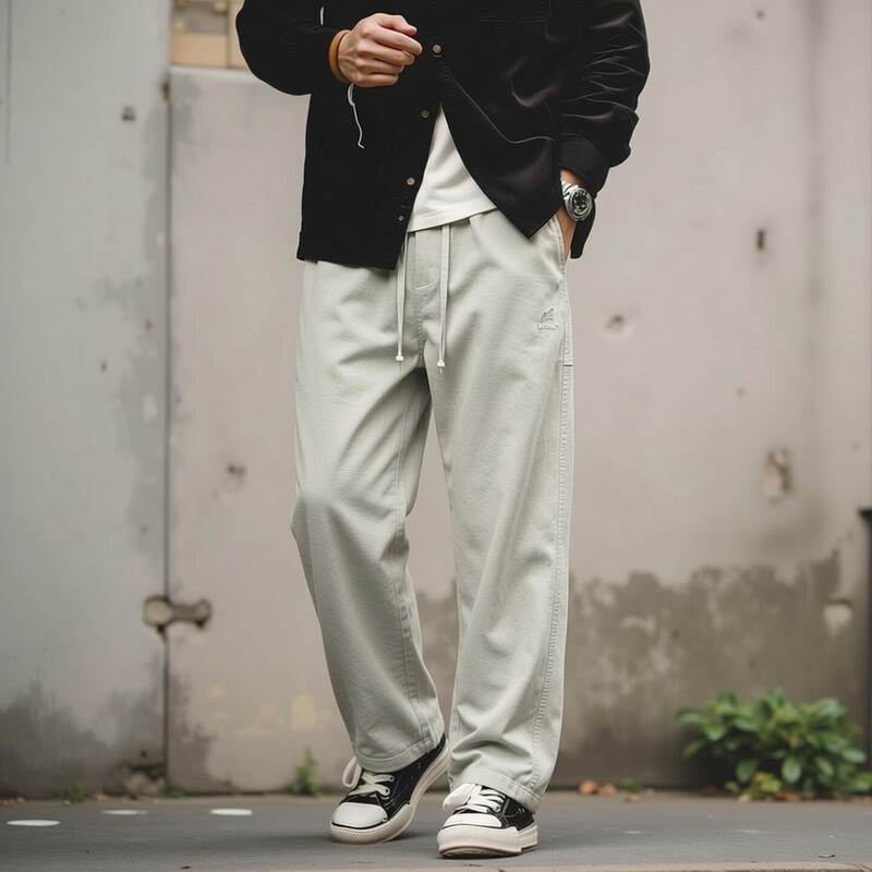 Old Money Style Tencel Lyocell Drapey Wide-Leg Straight Casual Pants for Men, Summer Thin Pants, Export Men's Long Pants