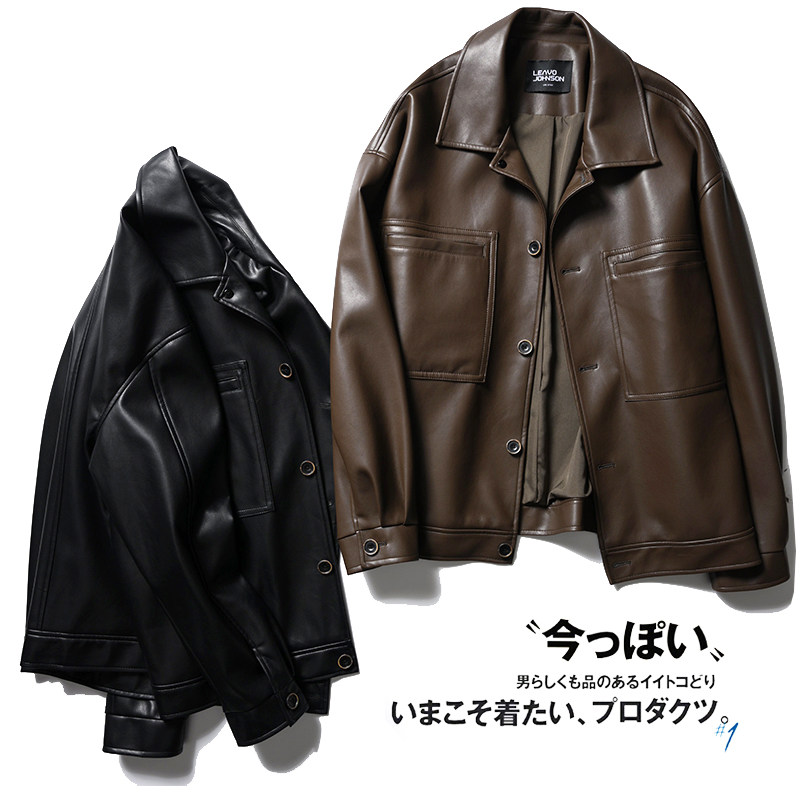 Foreign Trade Tail Single Cut Mark American Vintage Vintage Leather Jacket Male Locomotive Capsized Leather Jacket Outlet Original single Men's jacket