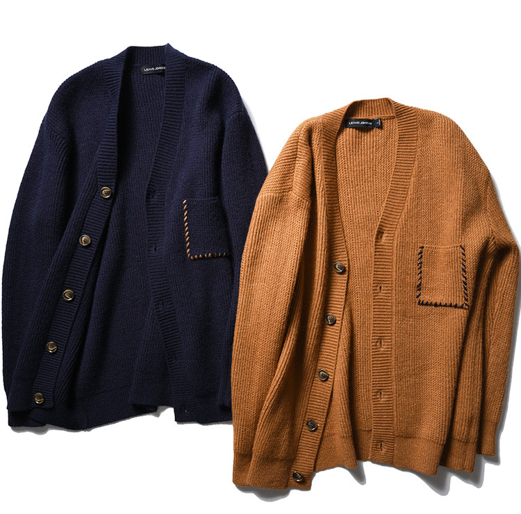 Foreign Trade Raw Tail Single Cut Mark Men's Sweater Sweater Retro Day Department Lazy Winter Thickened Export Men's Knitted Jacket