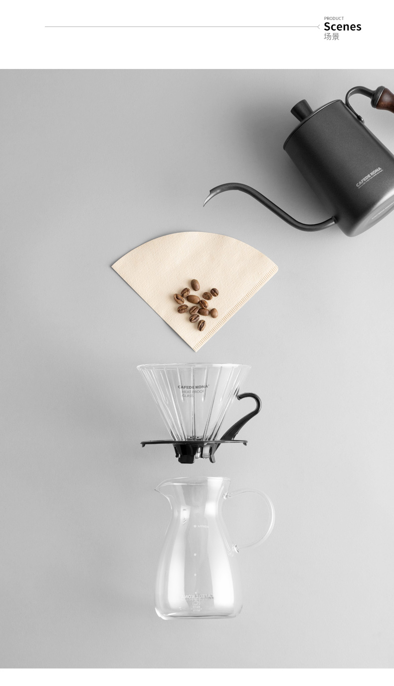 CAFEDE KONA Nhật Bản nhập khẩu giấy lọc cà phê V60 giấy lọc tay Nguyên liệu bột gỗ V giấy lọc hộ gia đình - Cà phê bình pha cafe cold brew