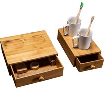 Bamboo-wood minimalist desktop Drawer Containing Box Wash Bench Paper Towels Box Dentin Supplies Hotel Folk Juku Finishing Box