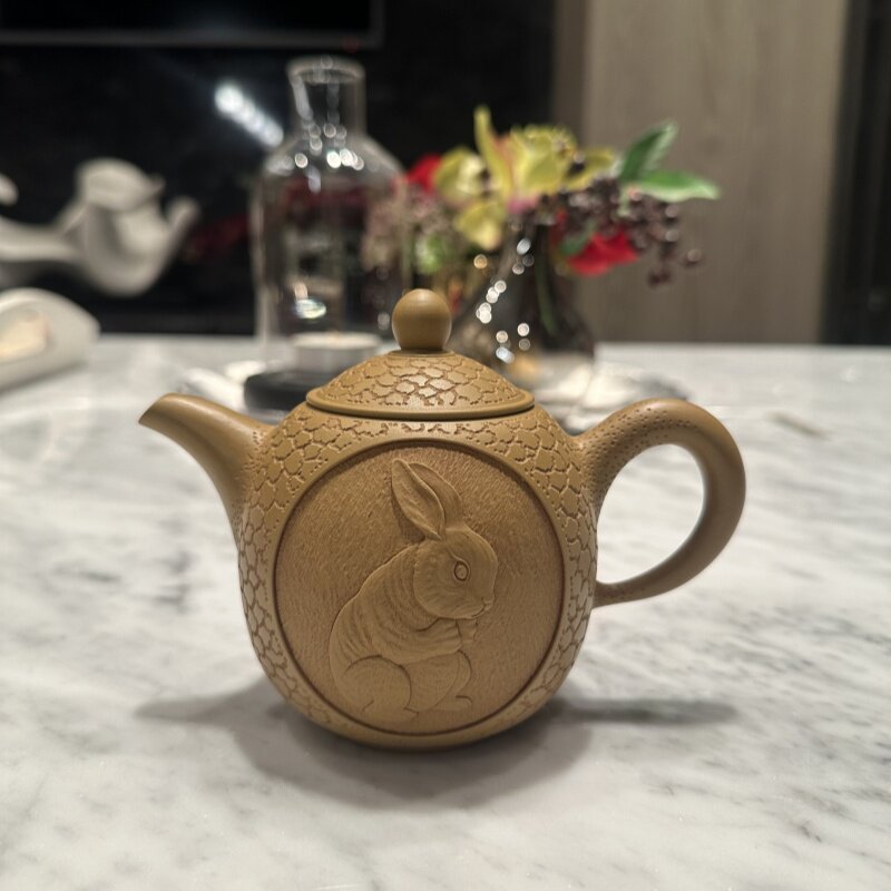 台湾陶艺李昆源手工段泥雕刻壶龙凤呈祥茶具收藏-Taobao-Tmall