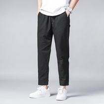 Ankle-length pants men summer thin eight small foot casual pants 2019 new black straight Korean tide 9 pants