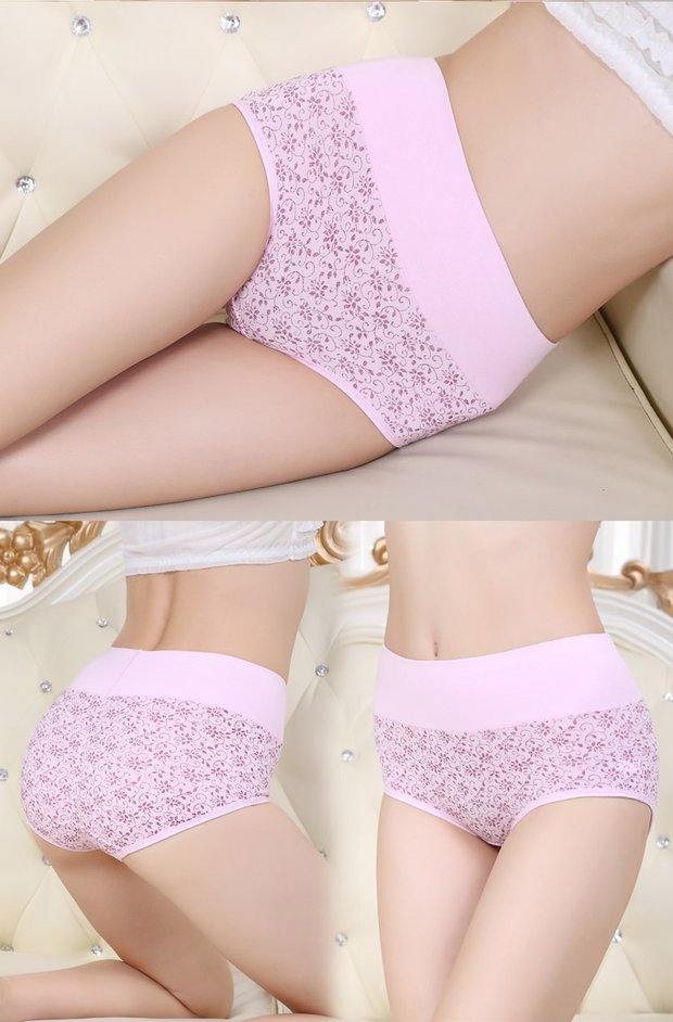 2 quần lót Langsha quần lót cotton nữ tóm tắt sóng cát nữ cao eo bụng cotton tam giác quần short quần lót nữ cho người béo