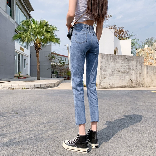 Демисезонные прямые свободные джинсы, штаны, осенние леггинсы, коллекция 2022, высокая талия, подходит для подростков