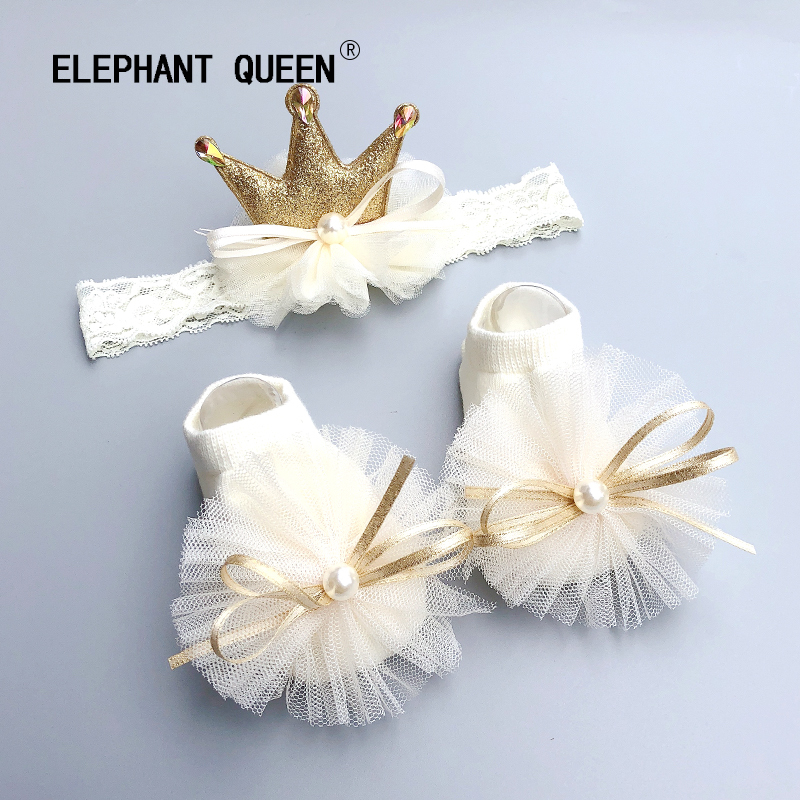Baby Newborn Baby Gift Box Princess Full Moon Hundred Days Birthday Gift Infant Kidsren's Headband Socks Set