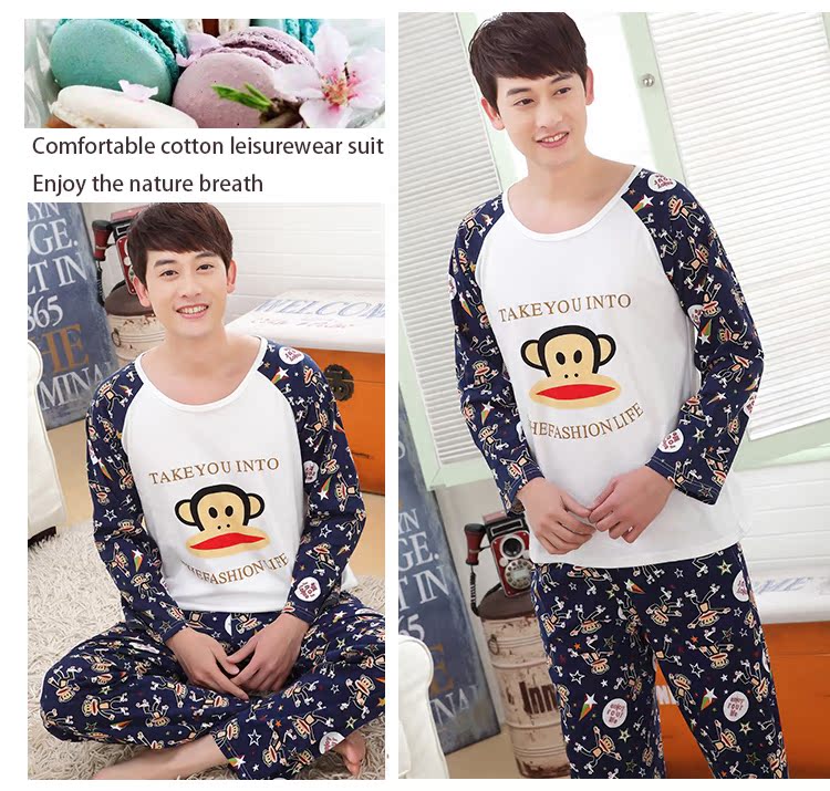 Phụ nữ lỏng lẻo đồ ngủ cotton dài tay quần casual mô hình chất béo MM cotton mùa xuân và mùa thu dịch vụ nhà XXXL phù hợp với