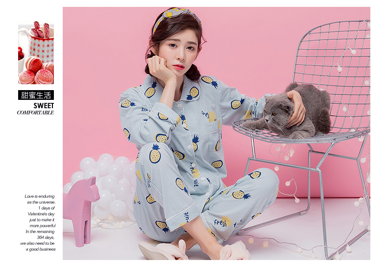 Áo nịt len ​​mùa xuân và mùa thu cho nữ đồ ngủ dài tay áo cotton nhà XL bộ đồ mặc nhà