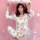 Đồ ngủ nữ cotton dài tay cotton lỏng hoạt hình ngọt ngào dễ thương in ấn dịch vụ nhà giản dị hai bộ đồ cỡ lớn