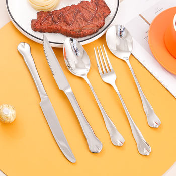 European style glossy water drop stainless steel knife and fork spoon tableware