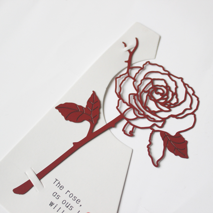[Rose] Precision Thickened Stainless Steel Valentine's Day Metal Birthday Gift Engraved Creative Bookmark for Students