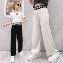 Girl Pants 2022 New Summer Dress Foreign Air Casual Loose Slim Fit Pants 100 Hitch Children Summer Anti-mosquito Pants