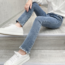 Girl jeans 2023 new spring and autumn bullet children in big children in the buzz fashion to play the spring pants