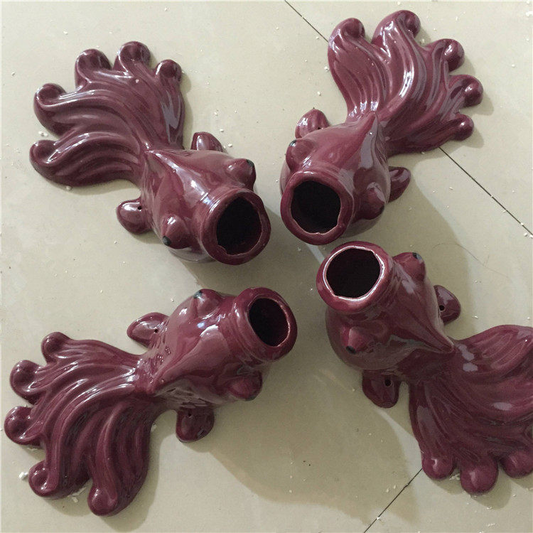 Ceramic fish mouth drainage roof drain koi fish outlet pipe decoration wall pendant goldfish drip faucet