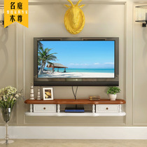 Solid Wood pastoral living room background Wall Wall Wall TV cabinet creative set-top box shelf simple bedroom partition