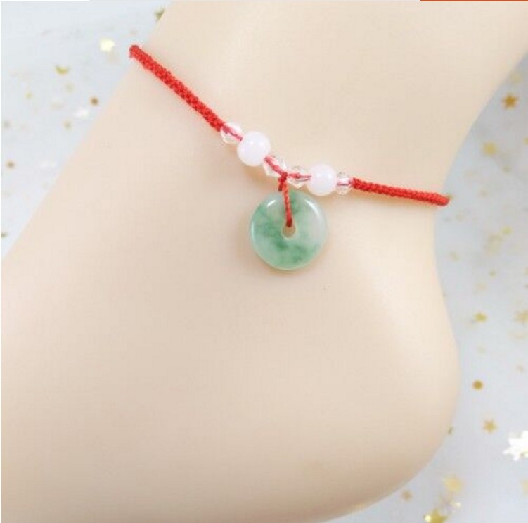 Tự làm phiên bản tiếng Nhật và tiếng Hàn của cô sinh viên đơn giản thuần khiết dây đỏ mắt cá chân nữ làm bằng tay cá tính tươi trong năm nay bán buôn - Vòng chân vòng đeo chân