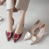 New stiletto heels girl with 5CM pointed head 2018 new spring and summer Joker hollow sexy single shoe cat