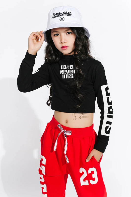 Phiên bản Hàn Quốc của các cô gái mới nhảy đường phố hip hop rốn dài tay mùa thu trẻ em nhảy jazz biểu diễn quần áo