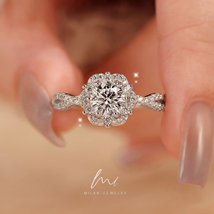 Secret Blue Elsa Princess Cultivated Diamond Ring One Carat Sterling Silver Diamond Ring Women's Artificial Diamond Ring Light Luxury High-End Feel