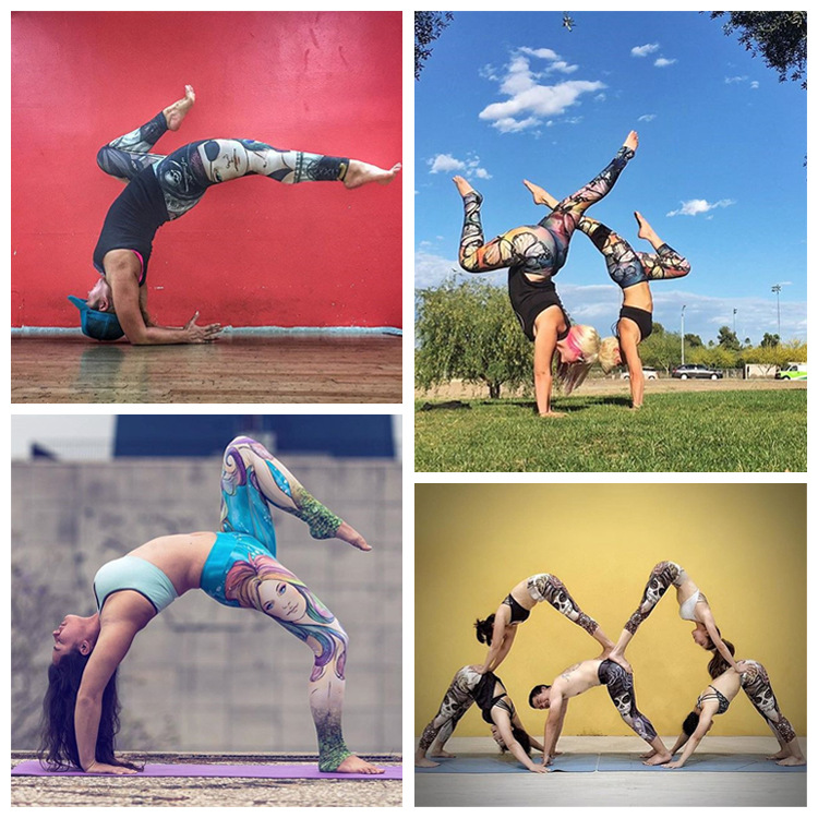 Mùa xuân và mùa hè cắt quần yoga quần nữ tập thể dục chặt chẽ yoga quần áo quần in chín điểm stretch yoga hoa quần áo khoác tập gym nữ