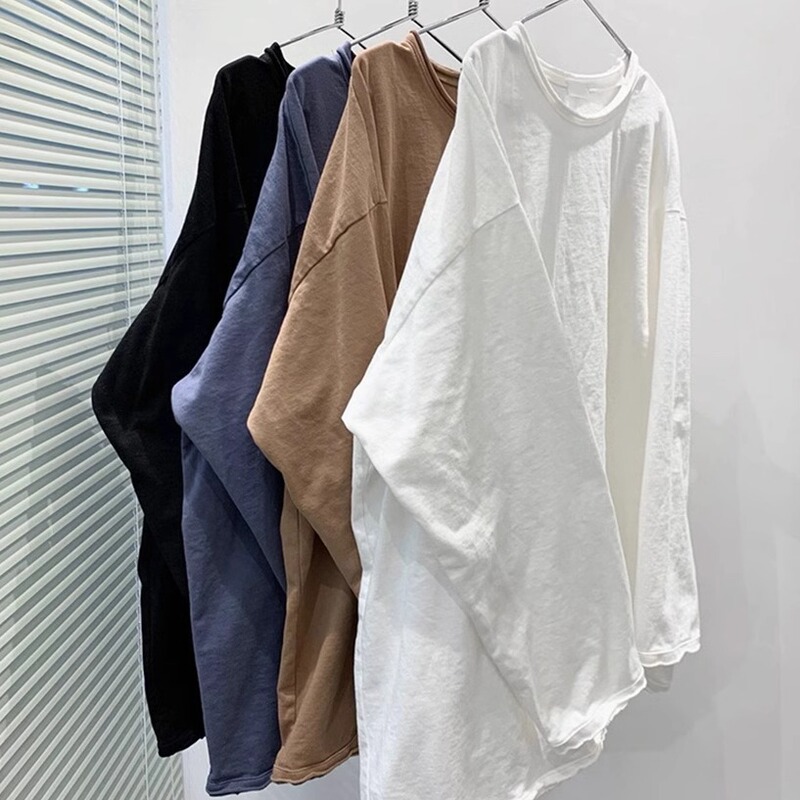 Korean Dongdaemun Simple Solid Color Korean Style Top Loose Slimming Niche Design Versatile Long-Sleeve T-Shirt for Women Autumn Korean Dongdaemun Simple Solid Color Korean Style Top Loose Slimming Niche Design Versatile Long-Sleeve T-Shirt for Women Autumn