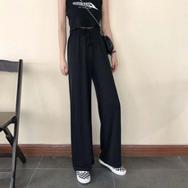 2021 popular womens new with loose Korean version of ulzzang Joker super high waist pants women belly button tide