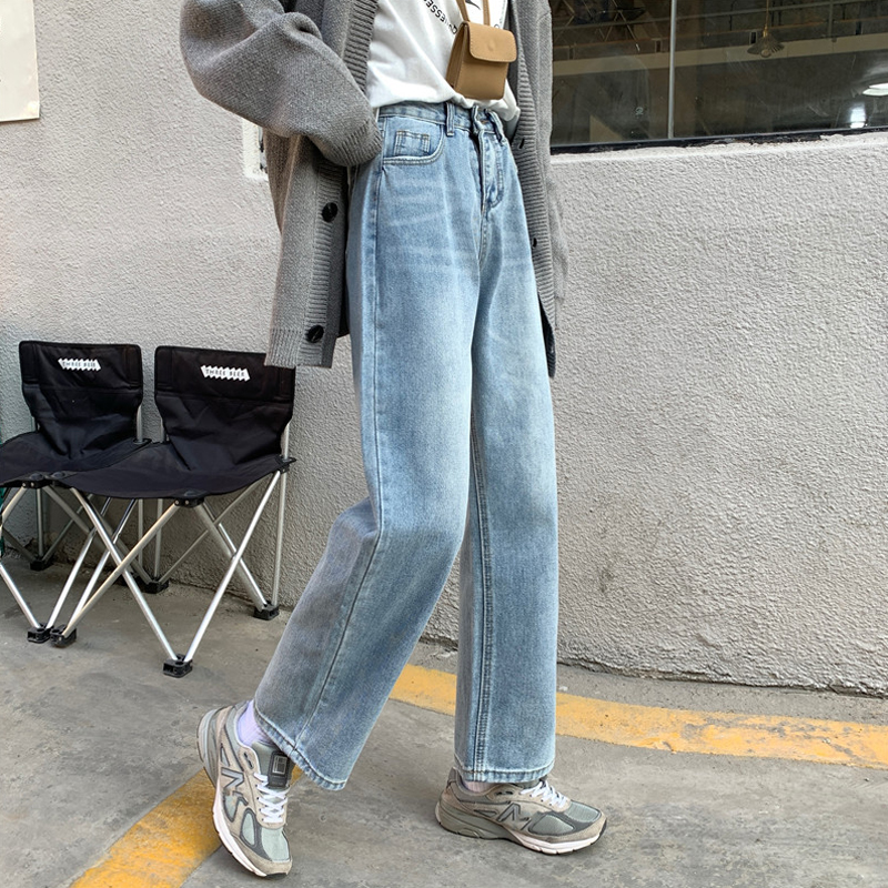 Broad legs fat sister mm large-size navel waist pants suitable for thigh thigh jeans