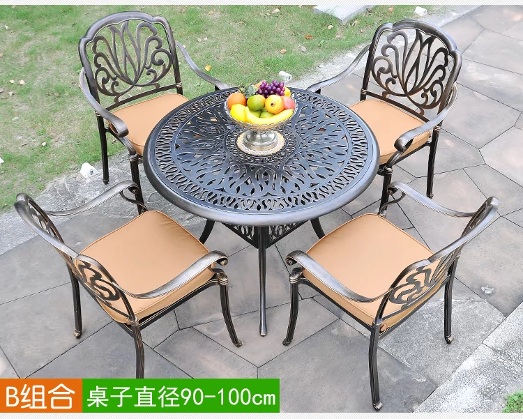 Bàn ghế ngoài trời kết hợp sân hiên sắt rèn chống ăn mòn ban công nhôm giải trí Khu vườn Bắc Âu ngoài trời đặt đồ gỗ ngoài trời