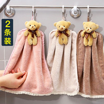  Hangable hand towel cute Korean creative comfortable childrens cartoon towel absorbent Nordic coral velvet rag