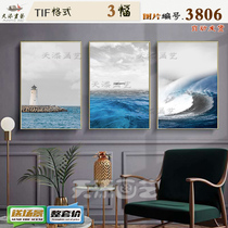 Nordic Landscape Decoration Painting Seawater Architecture Triptych Drawing Core Material Photo Gallery Picture