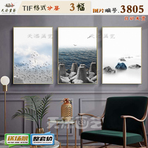 Nordic modern sea water flying bird decoration painting No frame drawing material HD Tuku picture core picture Living room Triple hanging painting