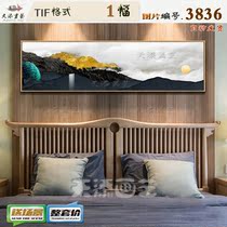 Nordic Golden Snowy Mountain Range Abstract Bedroom Bedhead Painting Decorative picture material HD Painting Core