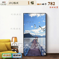Nordic modern seaside scenery Xuanguan decoration painting hanging painting material HD pictures Wind scape Photo material