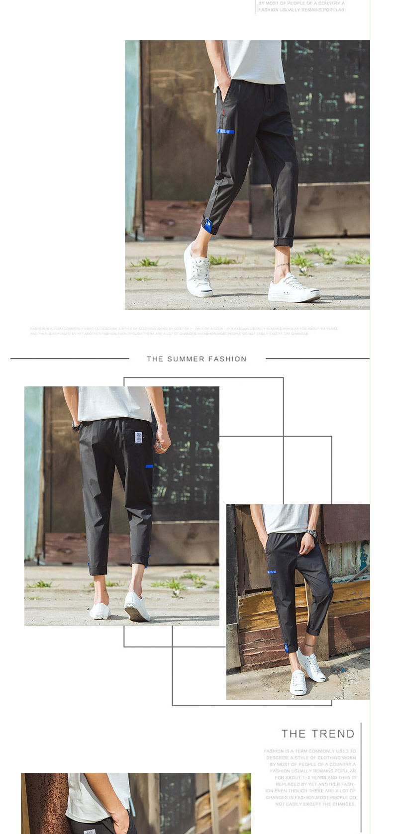 Hàn Quốc ulzzang phong cách Harajuku bf lỏng chân rộng 9 chín điểm tám quần quần Hồng phong cách hoang dã nam phiên bản Hàn Quốc của xu hướng quần kaki nam ống đứng