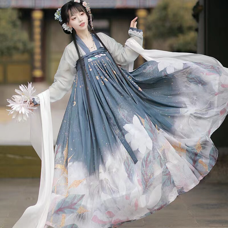 Original Hanfu Women's Adult Set [He Wan Yun] Chest-Length Skirt Ancient Costume Chinese Style Spring and Summer New Model for Daily Wear