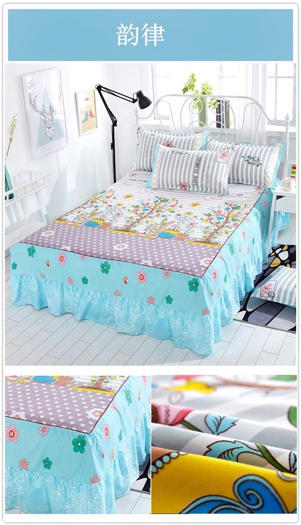 Khăn trải giường bằng vải cotton loại đơn mảnh chống bụi ruffle bảo vệ tay áo 1,8 m 2.0m giường cotton ga giường có viền