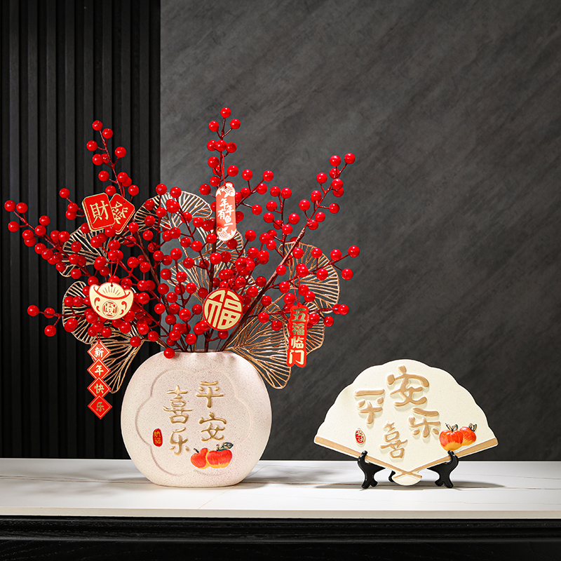 2024 Chinese New Year into the family door Xuanguan cabinet Dining Side Cabinet Decorated Art Pendulum with luxurious senior vase flower arrangement New Chinese-Taobao