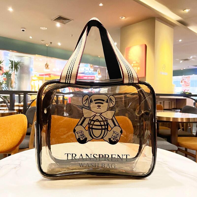 Bear Transparent Tote Bag Large Capacity Waterproof Jelly Bag Bath Bag Gym Shopping Bag Bear Handbag