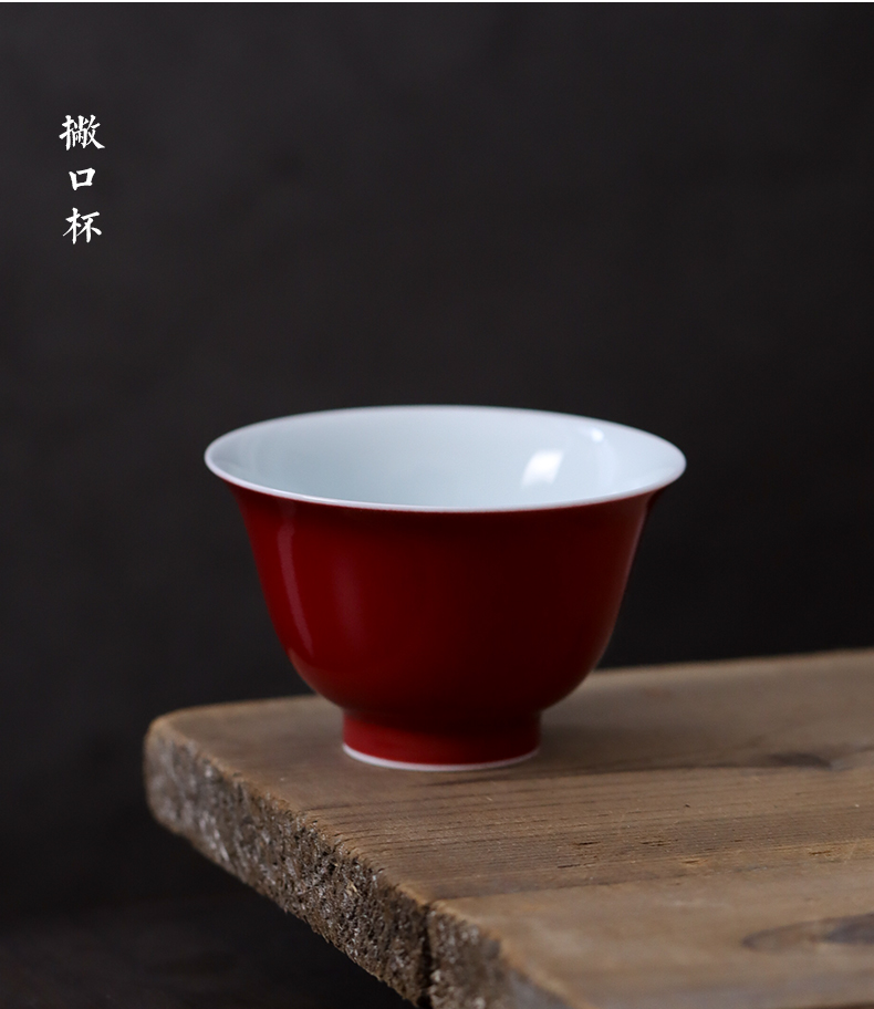 Master ji red cup of jingdezhen ceramic checking sample tea cup kung fu tea cup single cup small bowl