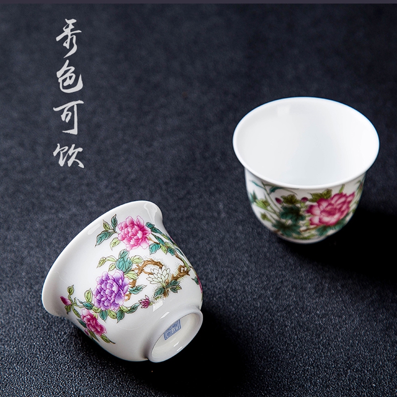 Jingdezhen ceramic twelve flora cup gift box packaging pastel blue suit sample tea cup kung fu tea cups